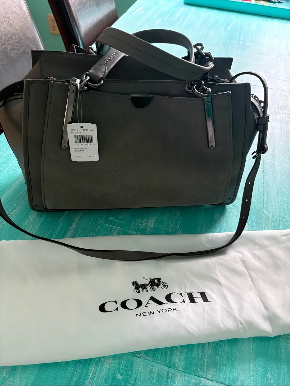 Coach Dreamer Heather Grey with gunmetal hardware